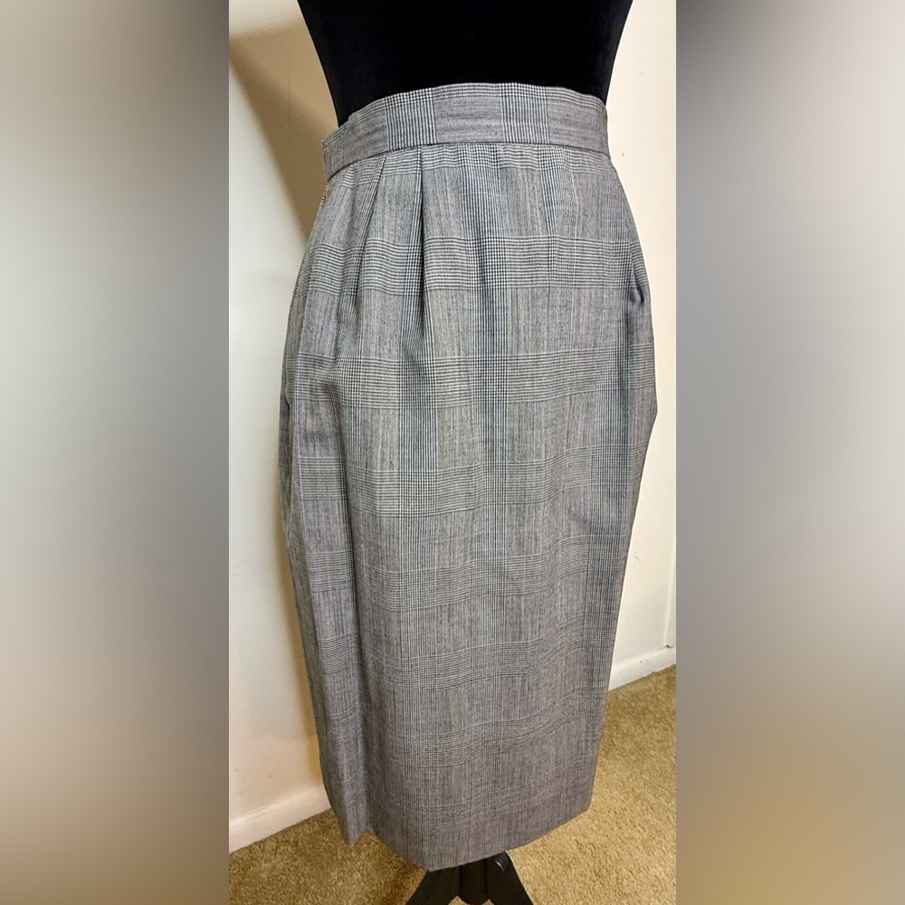 Vintage 90’s 400 Tailored Collection preppy Gray Glen Plaid wool blend skirt 0 - Picture 10 of 12